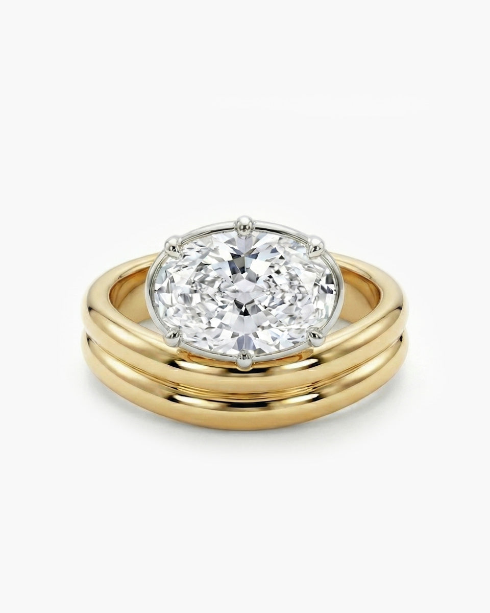 The East-West Double-Band Oval Solitaire