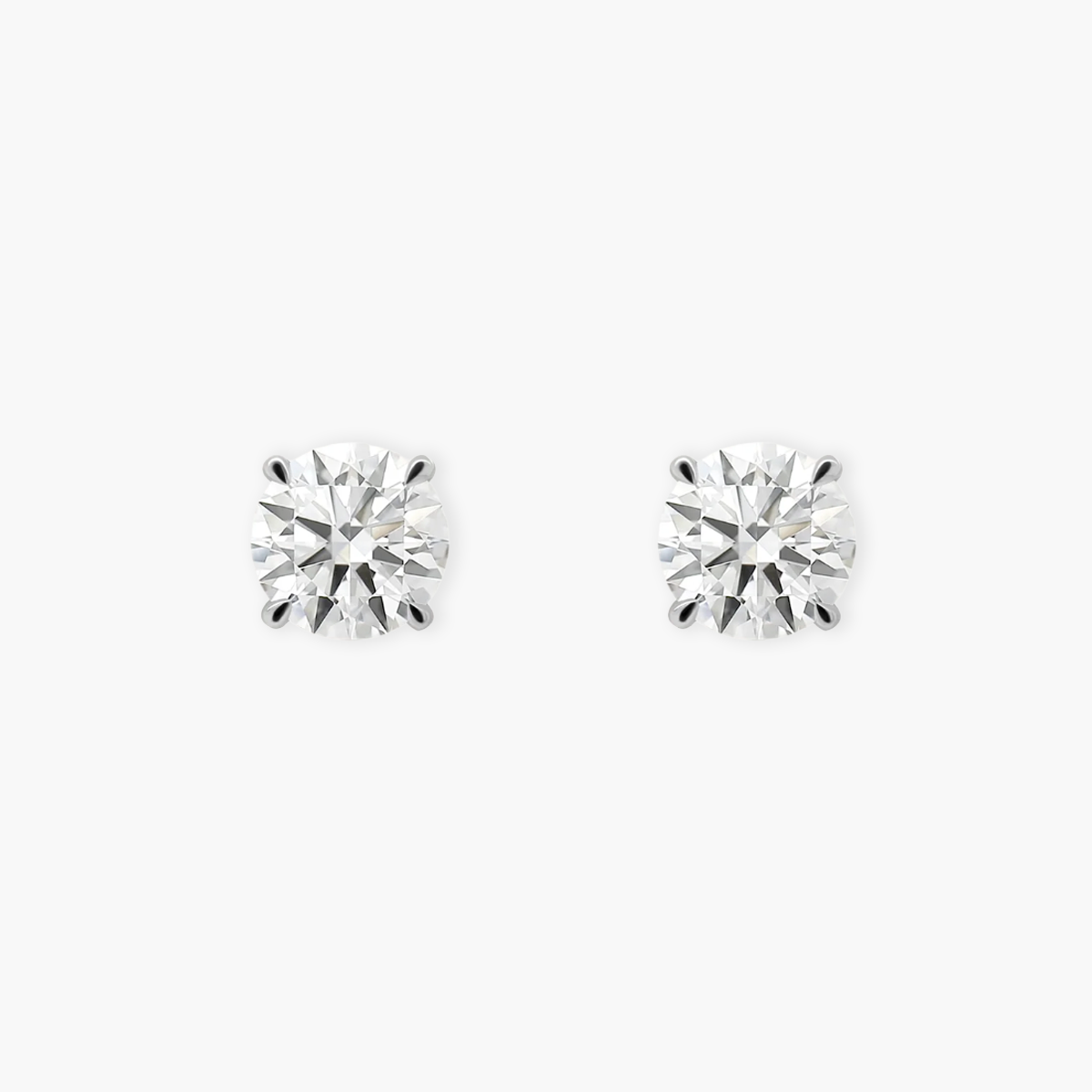 18K Gold The Round Brilliant Solitaire Stud Earrings