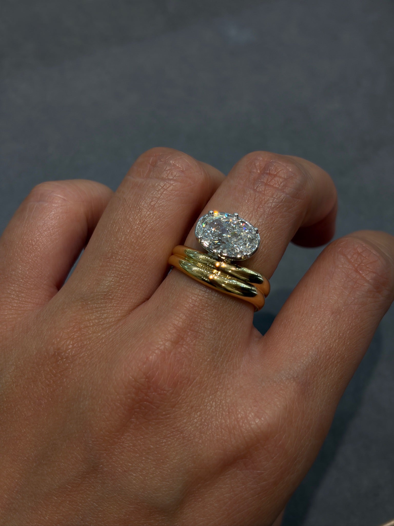 The East-West Double-Band Oval Solitaire