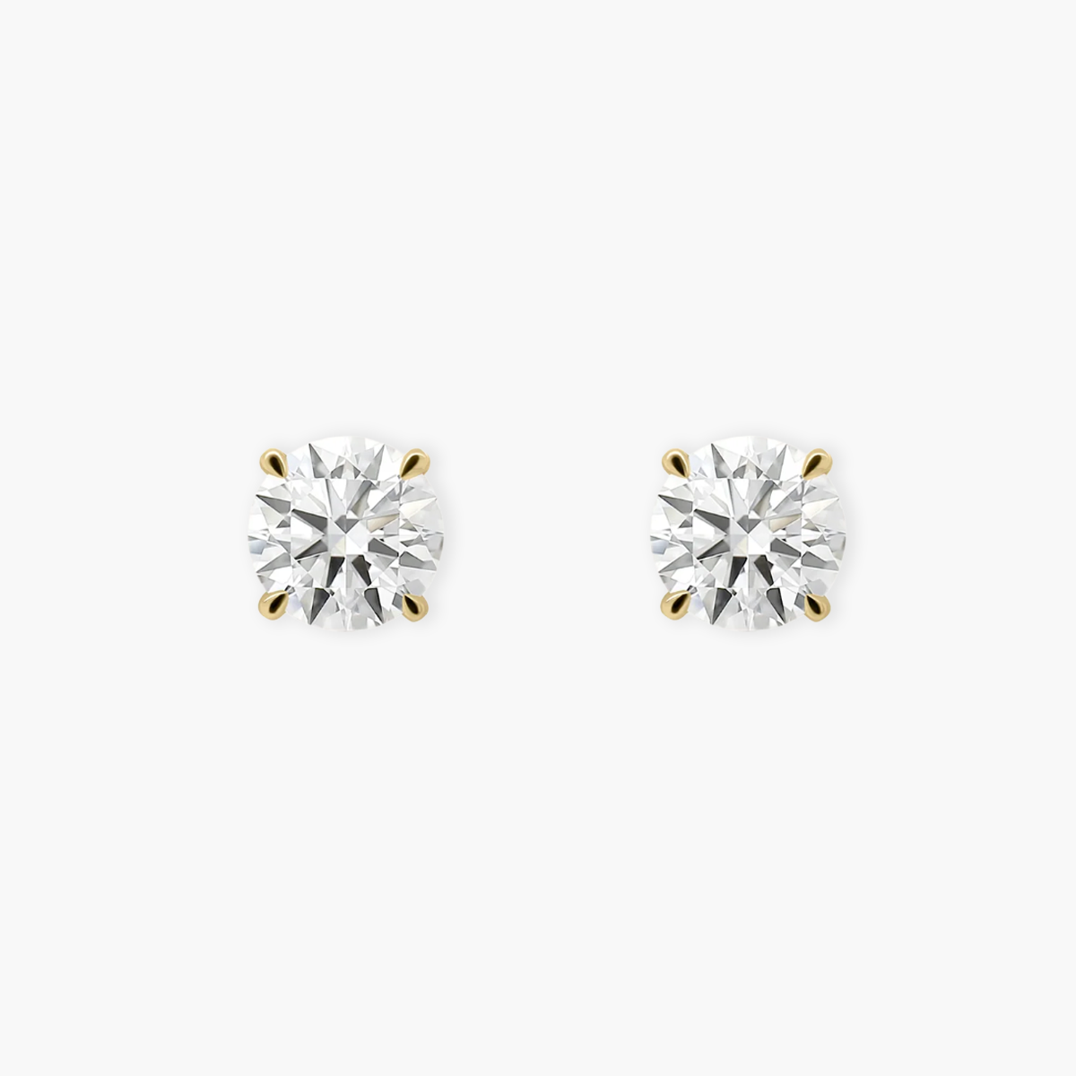 18K Gold The Round Brilliant Solitaire Stud Earrings