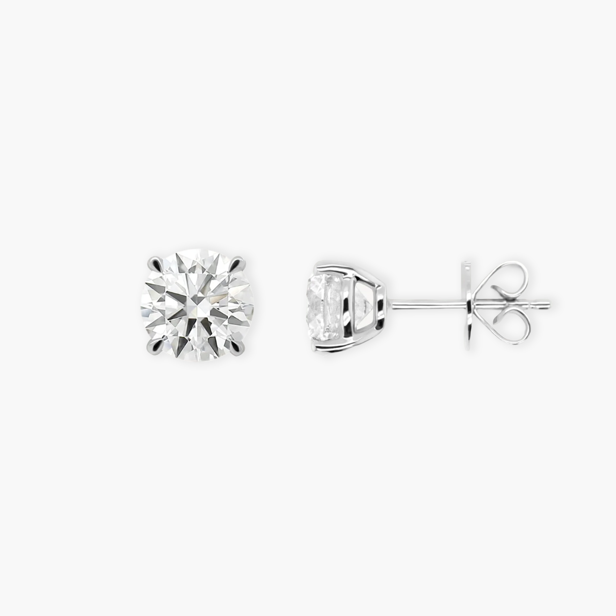 18K Gold The Round Brilliant Solitaire Stud Earrings